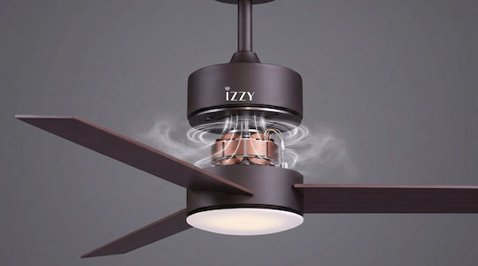 Izzy IZ-9031 Ανεμιστήρας Οροφής 132cm με Φως Καφέ / Μαύρος