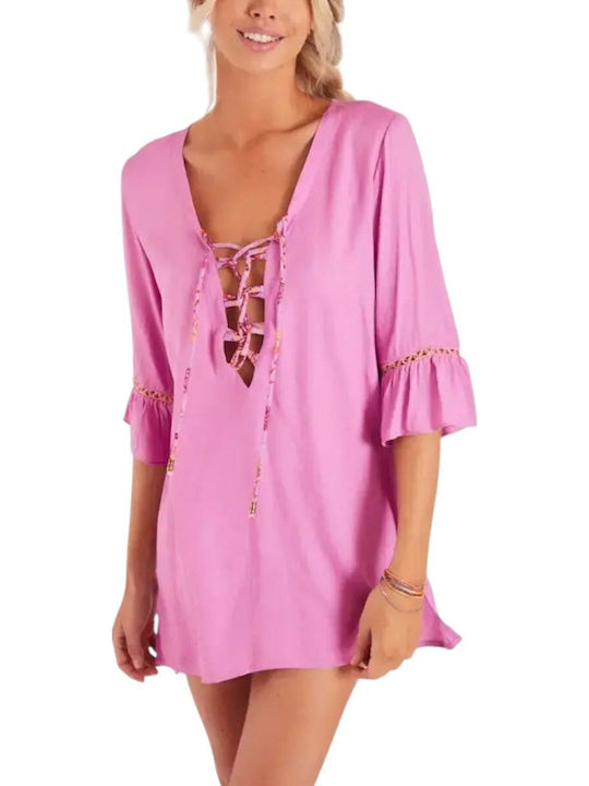 Banana Moon Feminin Scurt Caftan de Plajă Roz