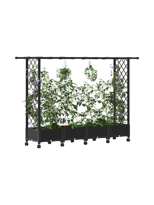 vidaXL Planter Box Din Plastic Negru 203x40x127 cm