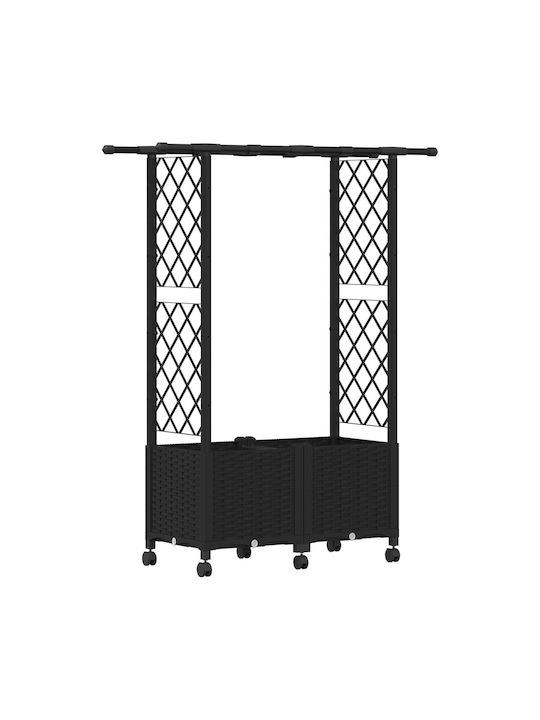 vidaXL Ζαρντινιέρα Πλαστική Μαύρο 124.5x40x142εκ.