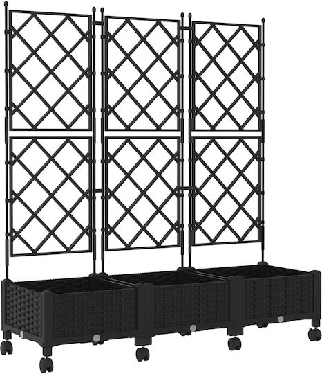 vidaXL Set of 3 Black Plastic Planter Boxes