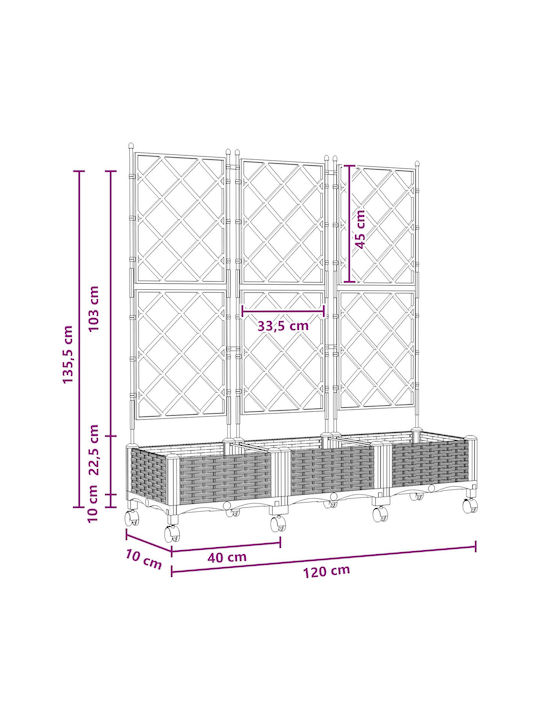 vidaXL Set 3 Planter Box-uri Din Plastic Negru