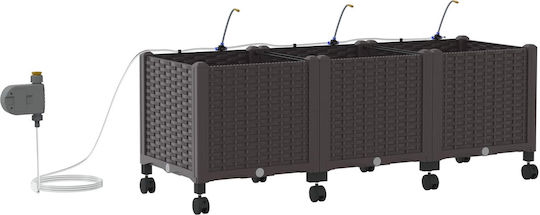 vidaXL Set of 3 Brown Plastic Planter Boxes