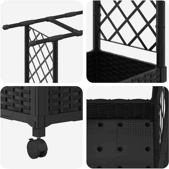 vidaXL Zardiniere Din Plastic Neagră 122.5x40x127 cm