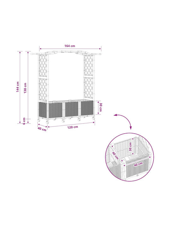 vidaXL Ζαρντινιέρα Πλαστική Μαύρο 164x40x144εκ.