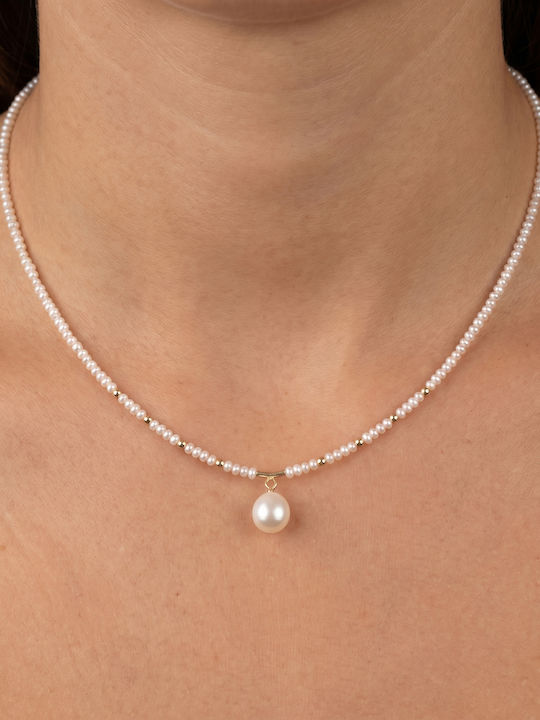 Kiriakos Gofas Necklace From 14K Gold With Pearls