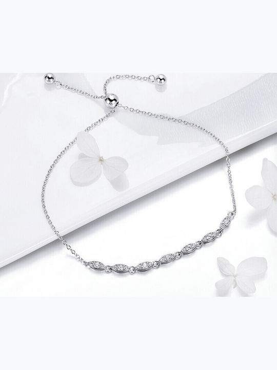 Trusky Women's Bracelet Set with Flower Design Made of Silver with Zircon 24cm