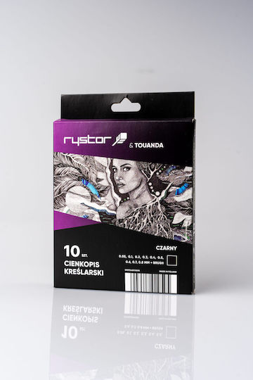 Rystor Μαρκαδόροι Σχεδίου Black 0.05mm Σετ 9τμχ