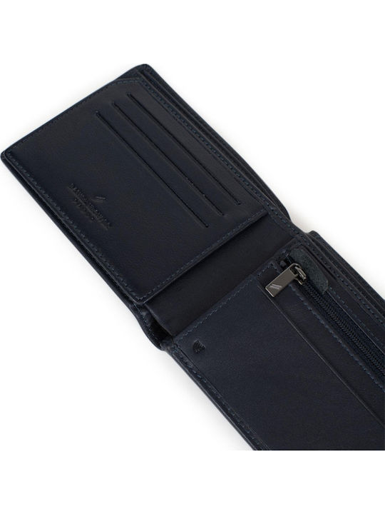 Leather Men's Wallet with RFID Blue