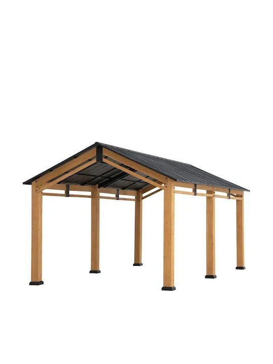 Mijo Garten Gazebo mit LEDs Grau 6.03x3.36m