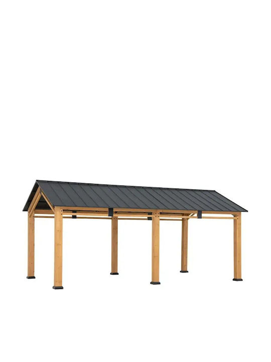 Mijo Garten Gazebo mit LEDs Grau 6.03x3.36m