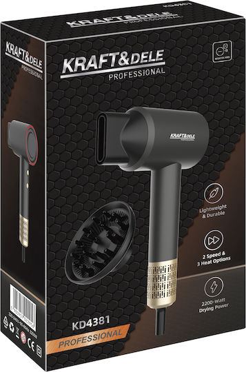 Kraft & Dele Professioneller Haartrockner mit Diffusor 2200W