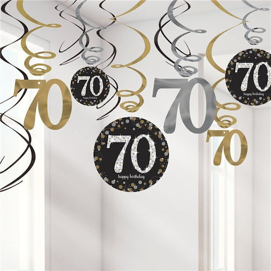 Swirls Decoration 70th Birthday Garland 12pcs