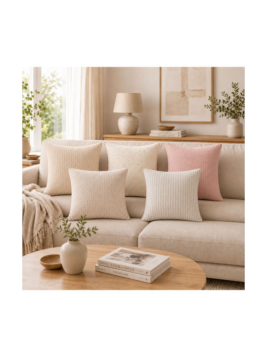 My Home Luxury Διακοσμητική Μαξιλαροθήκη Ροζ 45x45εκ.