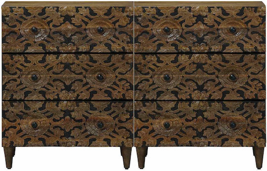 Μπουφές Ξύλινος με Συρτάρια Καφέ 120x33x75cm