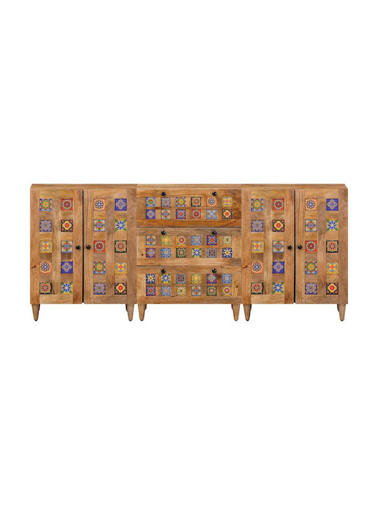 Μπουφές Ξύλινος με Συρτάρια Φυσικό 180x33x75cm