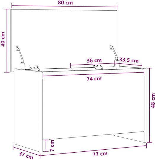 vidaXL Decorative Wooden Trunk White 80x40x50cm