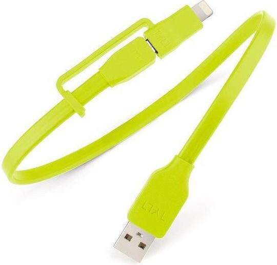 Tylt Flyp-duo Datenkabel Blitzschlag Micro-USB 0,3m Reversibles USB Grüne