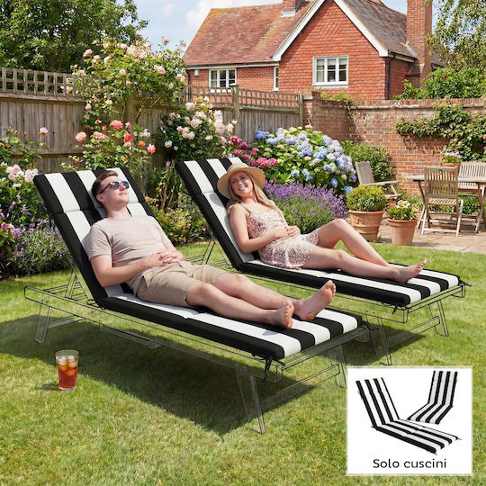 Outsunny Pernă Pentru Pat De Soare Cu Spătar Negru Și Alb 2 Bucăți 54x183cm