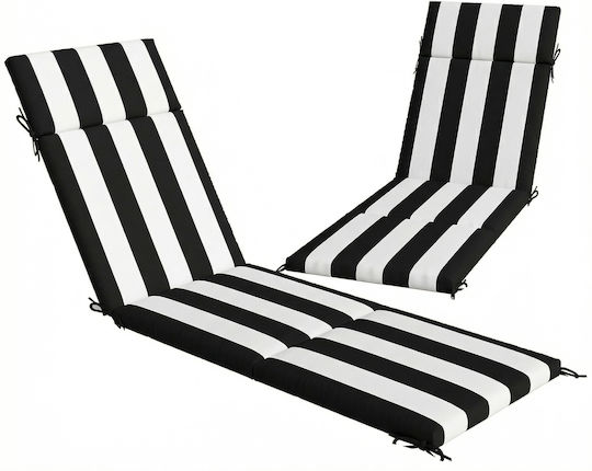 Outsunny Pernă Pentru Pat De Soare Cu Spătar Negru Și Alb 2 Bucăți 54x183cm