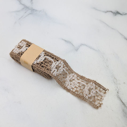 Paper Ribbon Floral Beige 2m