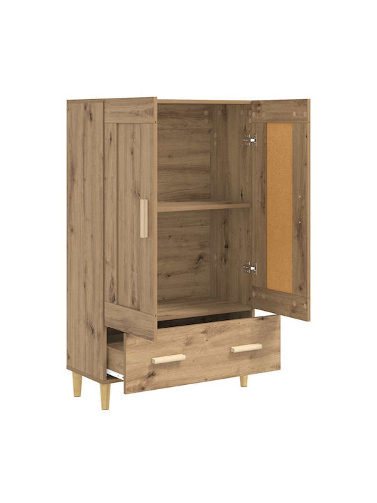 Bodenstehende Wohnzimmer Vitrine aus Eiche und Metall mit Verglasung 70x31x115cm