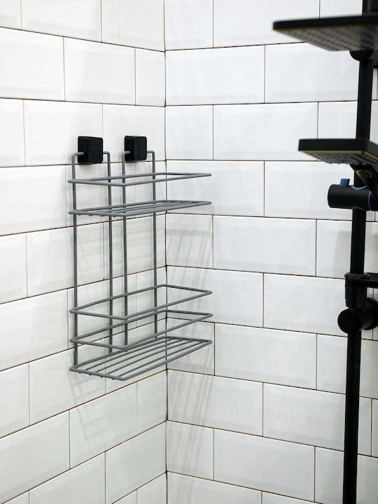 SteweHome Wall Mounted Bathroom Shelf Metallic Grey