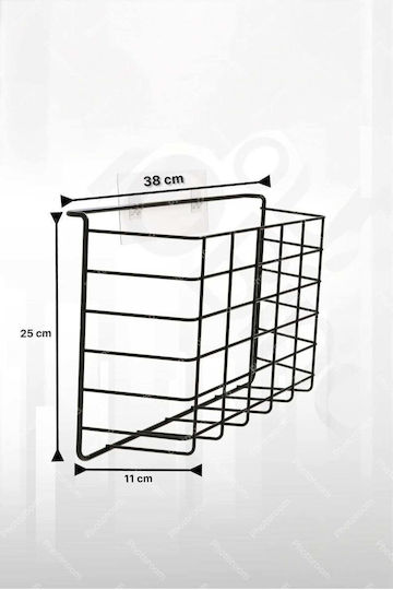 SteweHome Raft De Baie Montat Pe Perete Metalic 38x25x11cm Neagră