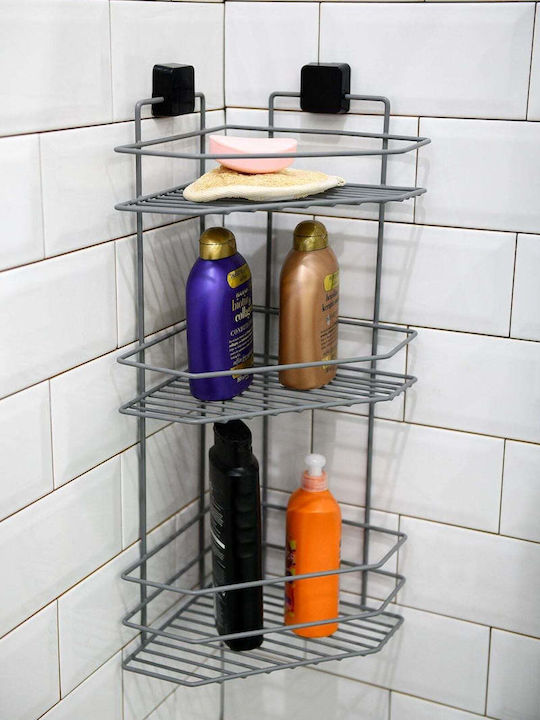 SteweHome Wall Mounted Bathroom Shelf Metallic Grey