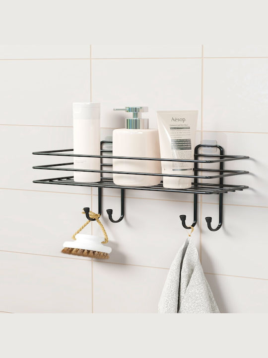 Femmit Self-Adhesive Metal Bathroom Shelf Hooks 30×10 Cm Black