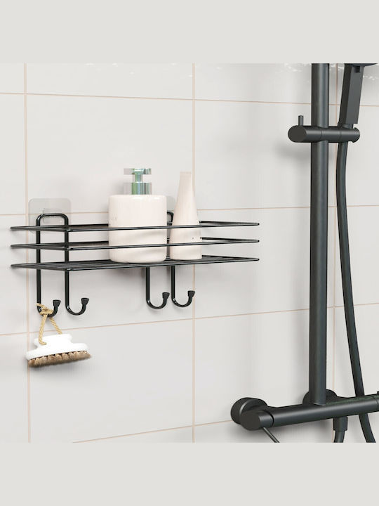 Femmit Self-Adhesive Metal Bathroom Shelf Hooks 30×10 Cm Black
