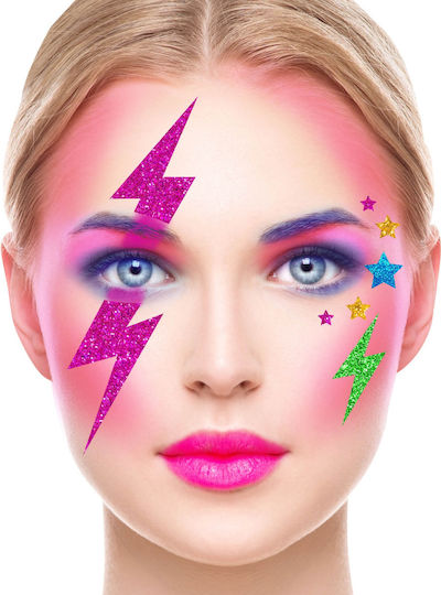 Aufkleber Schmuck Gesicht Dekoration Disco Blitz