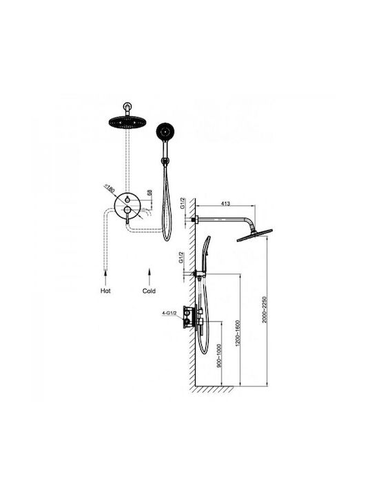 DC Bath Venis für Dusche 2 Ausgänge 8022794554776