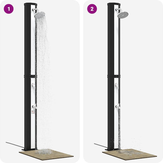 vidaXL Pool Shower Solar Made of PVC 217x18 cm Black