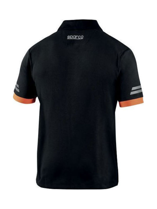 Sparco Tech Toledo Ανδρικό T-shirt Εργασίας Polo Μαύρο Πορτοκαλί Φλούο 02415nraf
