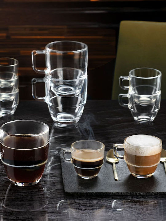 RCR Set Espresso Glas Tassen Braun 80ml 6 Stück