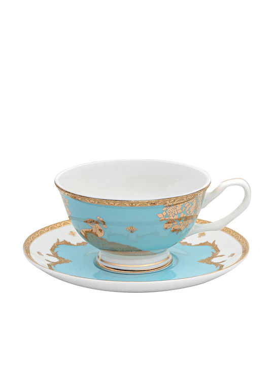 Beauty Home Art 7713 Σετ Τσαγιού από Πορσελάνη Τιρκουάζ 1250ml 13τμχ