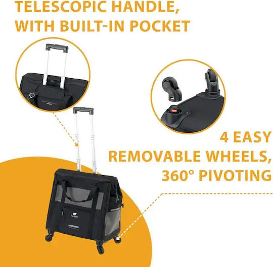 Ferplast Waterproof Trolley for Carrying Dog / Cat up to 15kg Grey L48xW46xH26cm