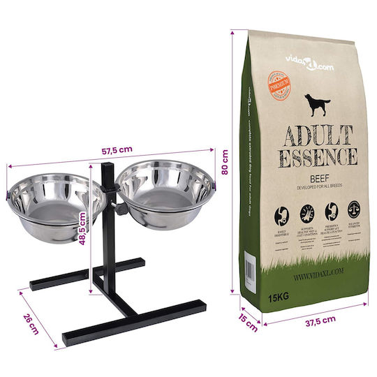 vidaXL Stainless Steel Dog Food Bowl 4.1L 10cm