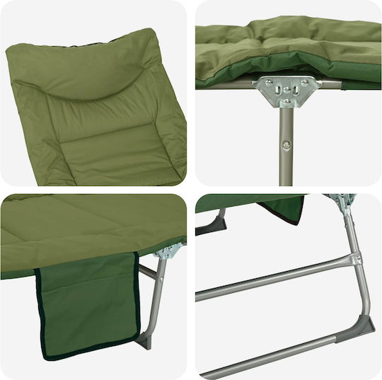 vidaXL vidaXL Green Foldable Steel Beach Sunbed