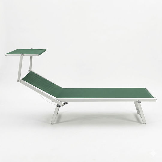 Green Aluminum Beach Sunbed with Shader 186x61x70cm