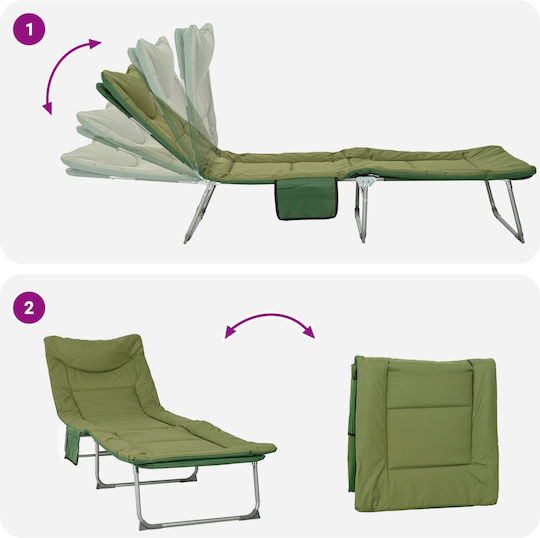 vidaXL vidaXL Green Foldable Steel Beach Sunbed