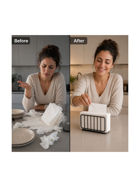 Femmit Επιτραπέζια Μεταλλική Χαρτοπετσετοθήκη Μαύρη 14x11x5 Cm