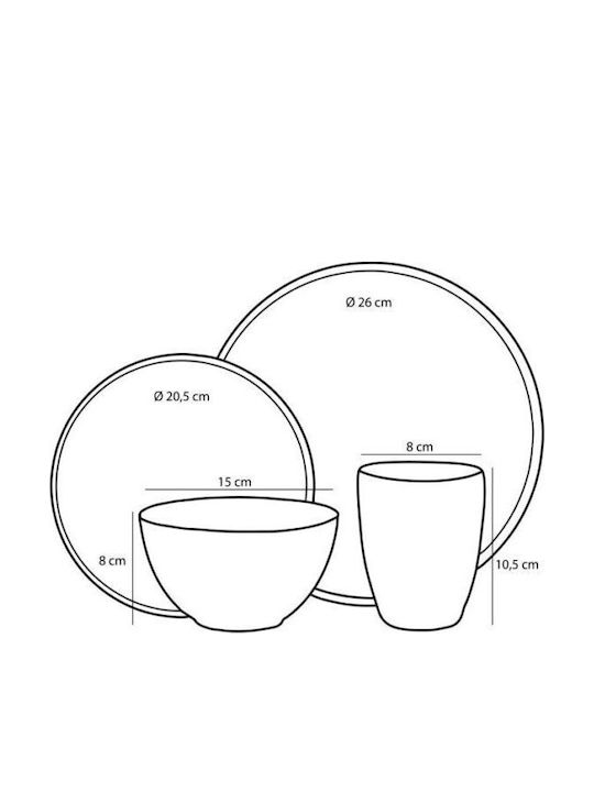 Mica Mica Gri Ceramică Set de Vase 16buc
