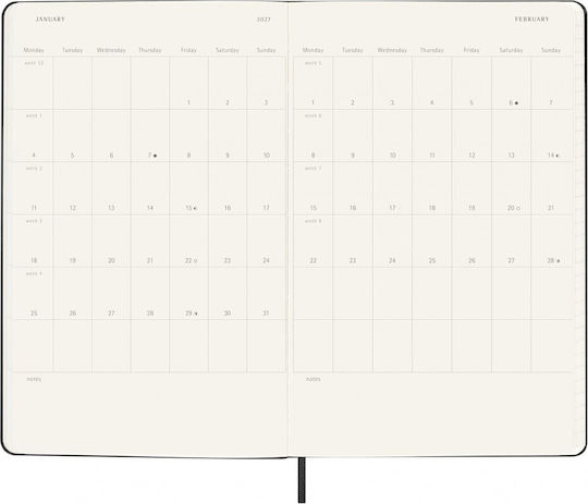 Moleskine Classic Planner 2026 2027 Weekly Horizontal 18 Month Black Large 13x21 Hard Cover 8056999279929