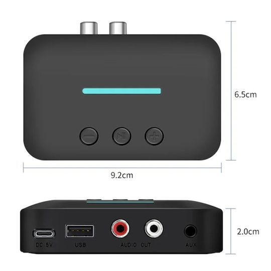 Techstar T88 Receptor Audio Bluetooth Bluetooth 5.3 3.5mm Aux + RCA L R USB Redare U-disk USB-C 5V 10m Rază Stereo HiFi