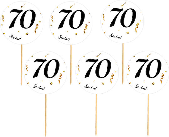 Topper Zum 70. Geburtstag Weißer Hintergrund Schwarzer Text 6 Stück