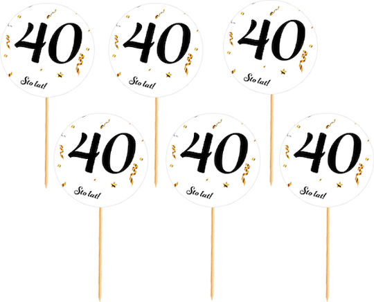 Toppery 40 Birthday White Background Black Text 6pcs