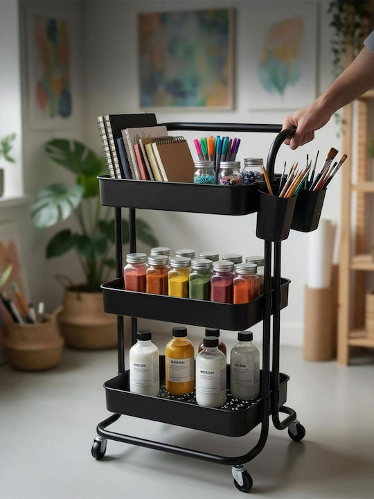 Relaxdays Metal Kitchen Trolley Black 87x43x38cm