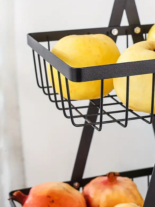 Фруктова Кошница Метална 2 Нива Черна 24x14x22см